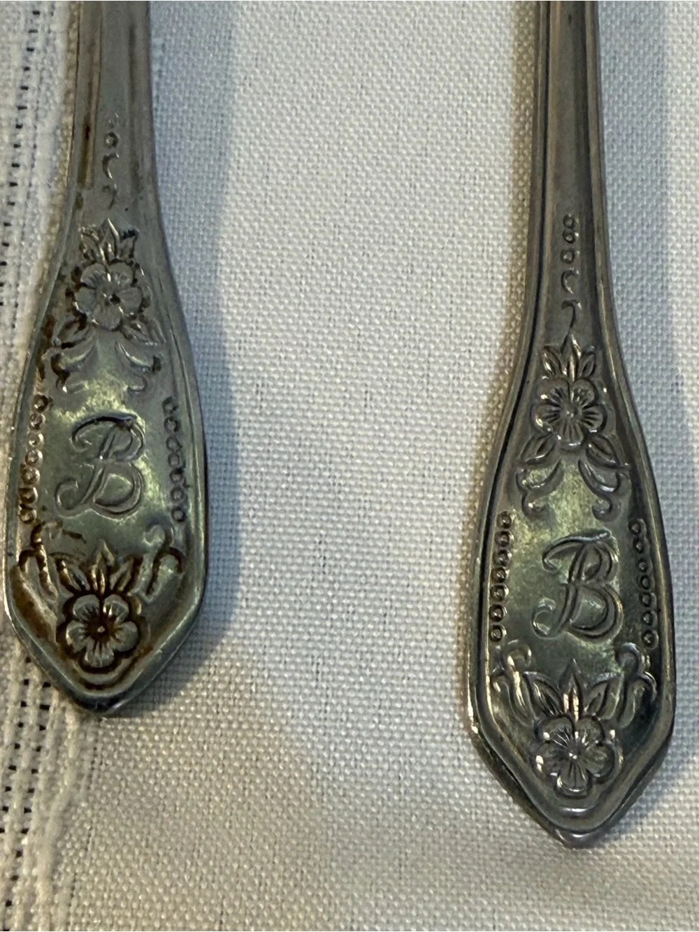 Monogram “B” Customcraft Condiment Spoon And Spreader Knife Flatware Set